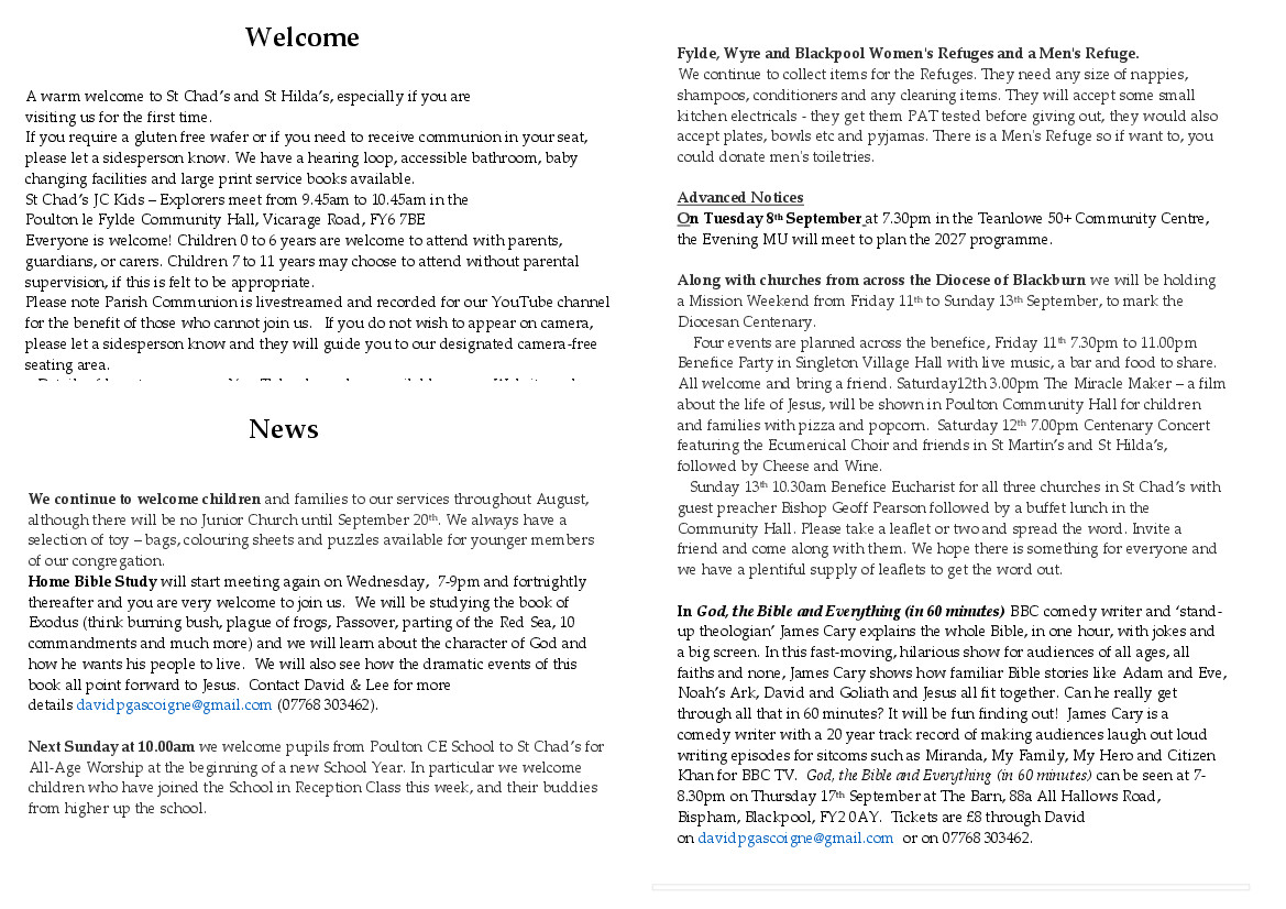 Newsletter August 30